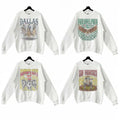 Retro Skeleton All Teams Football Sweatshirt, Gildan Unisex Crewneck Sport Classic Sweatshirt All Teams Football, White...