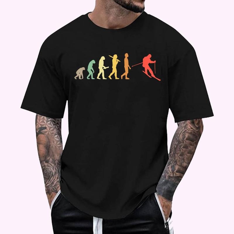 Retro Skiing Evolution Gift For Skiers T-Shirt , Unisex Cotton 100%, Top Menswear Hoodie, Sweatshirt | GrindPrints.com