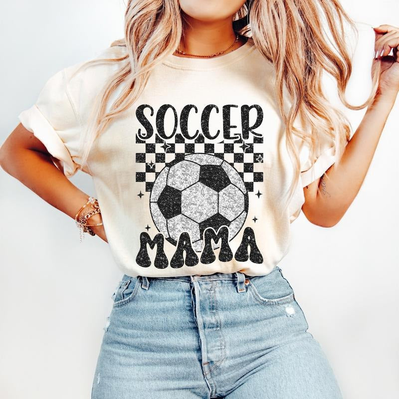 Retro Soccer Mama T-Shirt, Soccer T-Shirt, Sports T-Shirt, Soccer Mom T-Shirt Hoodie, Sweatshirt | GrindPrints.com