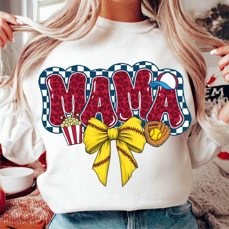 Retro Softball Mama Sweatshirt Leopard Glitter Softball Coquette Bow Game Day Softball Mom T-Shirts, Hoodie | GrindPrints.com