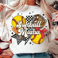 Retro Softball Mama Sweatshirt Softball Coquette Game Day Softball Bow Checker Softball Mom T-Shirts, Hoodie