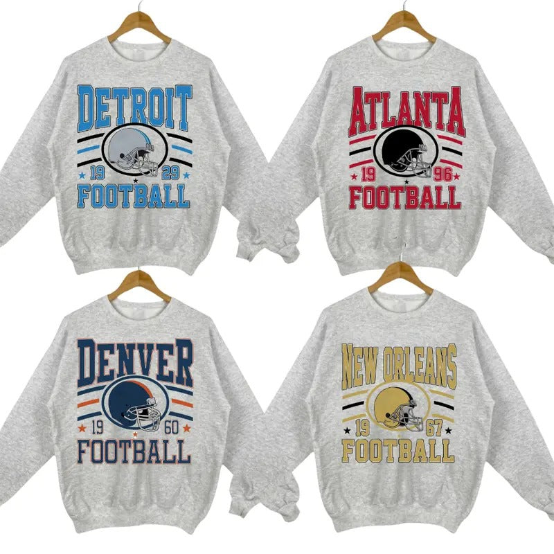 Retro Sport Grey Crewneck - Sweatshirt for Football Fans of All Teams T-Shirts, Hoodie | GrindPrints.com