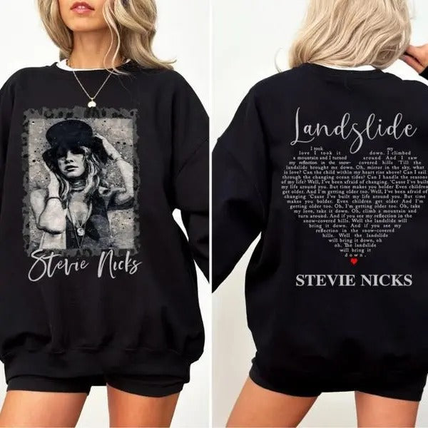 Retro Stevie Nicks Landslide 90s T-shirts, Stevie Fan Merch Graphic Tee Hoodie, Sweatshirt | GrindPrints.com