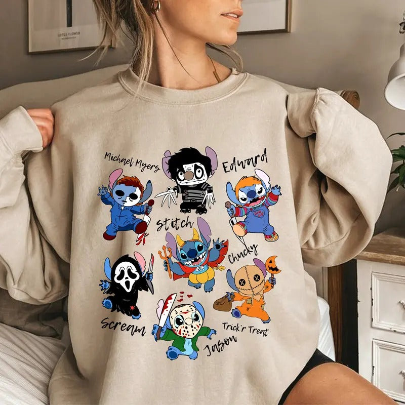 Retro Stich Ghostface Shirt, Vintage Stich Lover T-shirt, Spookiest Halloween Shirt, Magic Kingdom Sweatshirt, Gift For...