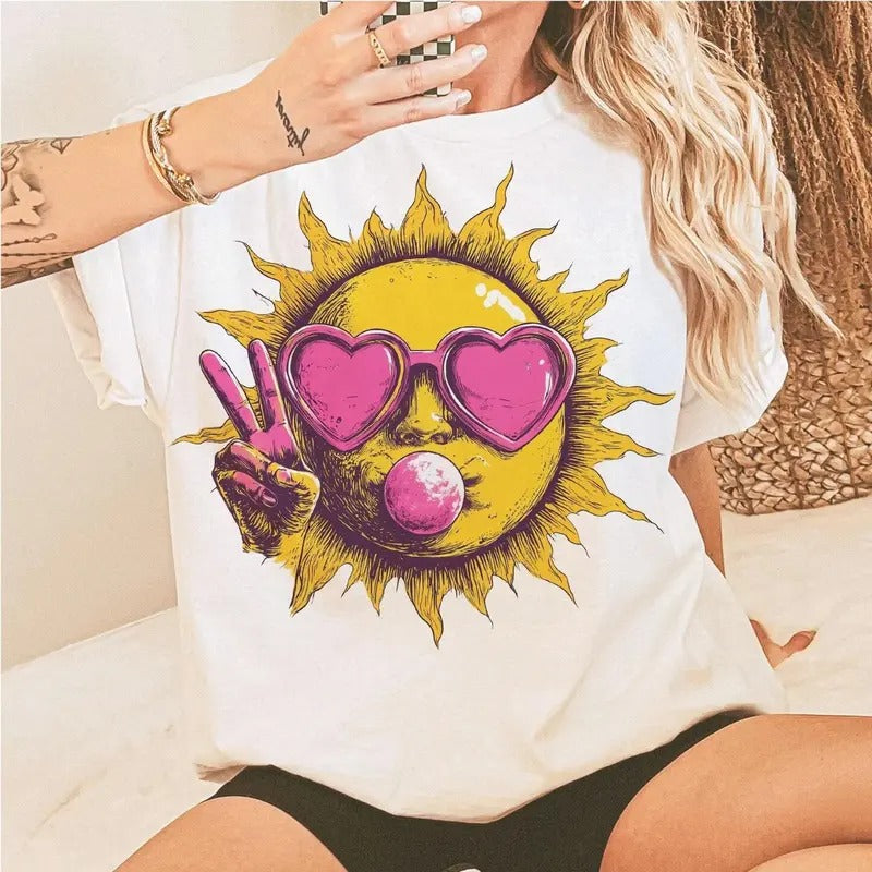Retro Summer Ocean Shirt Beach Sun Vacation Boho Sunshine Peace Top T-Shirts, Hoodie, Sweatshirt
