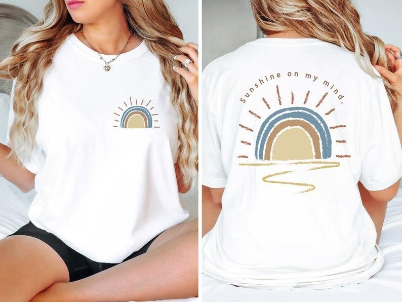 Retro Sun Shine On My Mind Shirt, Oversized Tshirt, Summer Shirt, Vacation Shirt, Beach Shirt, Summer Vacation Shirt,Boho...