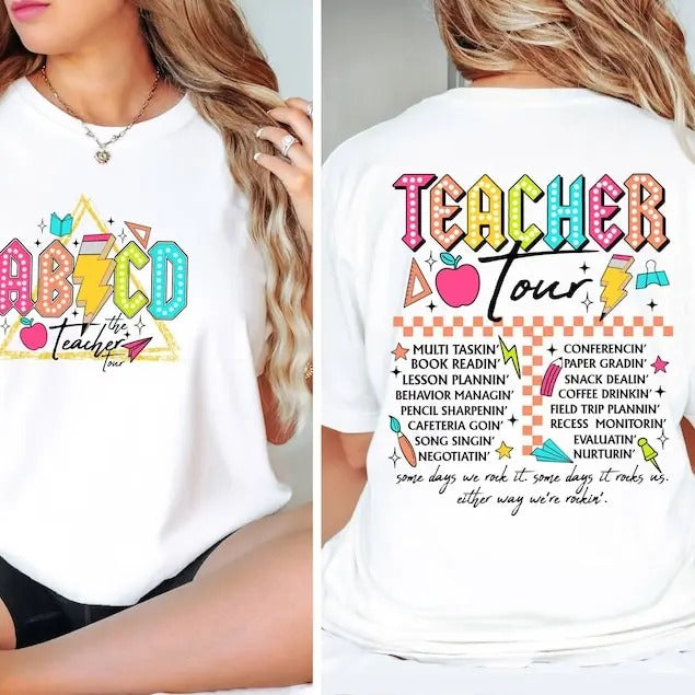 Retro Teacher Shirt, ABCD Teacher Tour Shirt,Back To School Shirt,End of Year Pnh Shirt,Teacher Gift,Kindergarten Teacher...