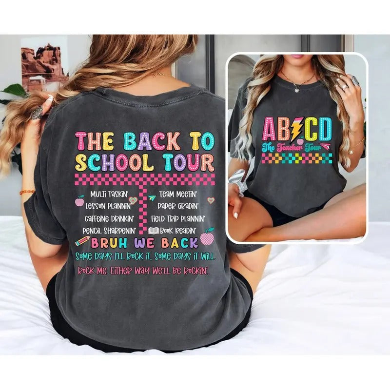 Retro Teacher Tour Shirt ABCD Teacher Tour Back School Shirt End Year Teacher Teacher Elementary School T-Shirts, Hoodie, Sweatshirt