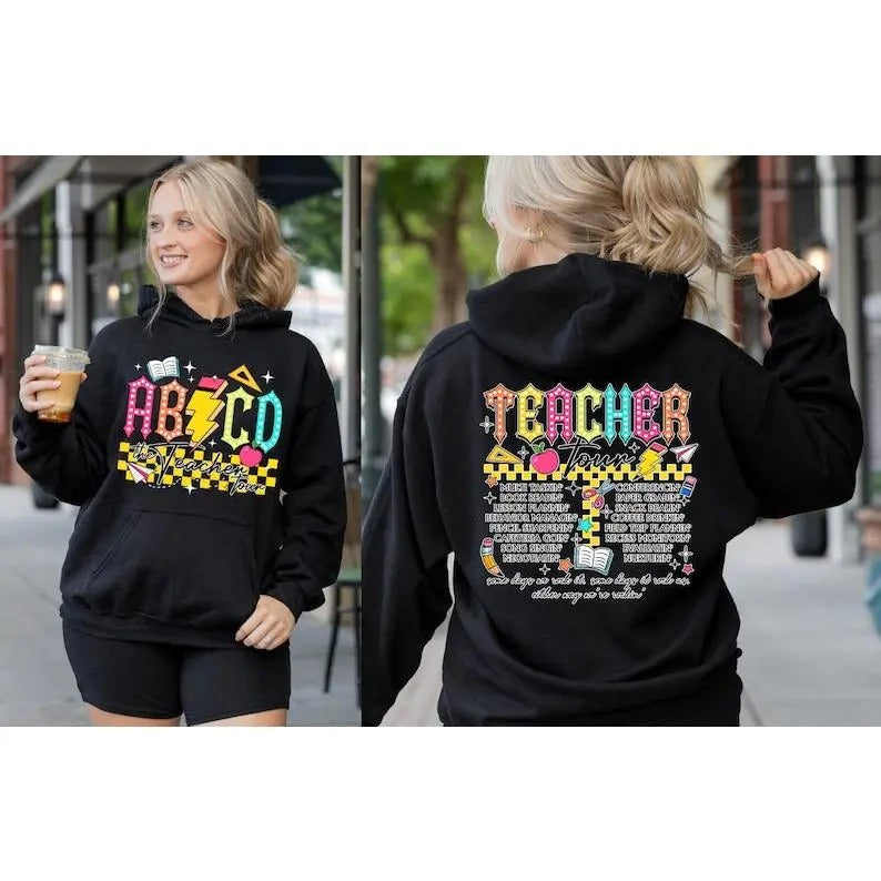 Retro Teacher Tour sweatShirt gift for Teacher, ABCD Teacher Tour Shirt, End of Year Shirt, Teacher Gift, Back To School ...