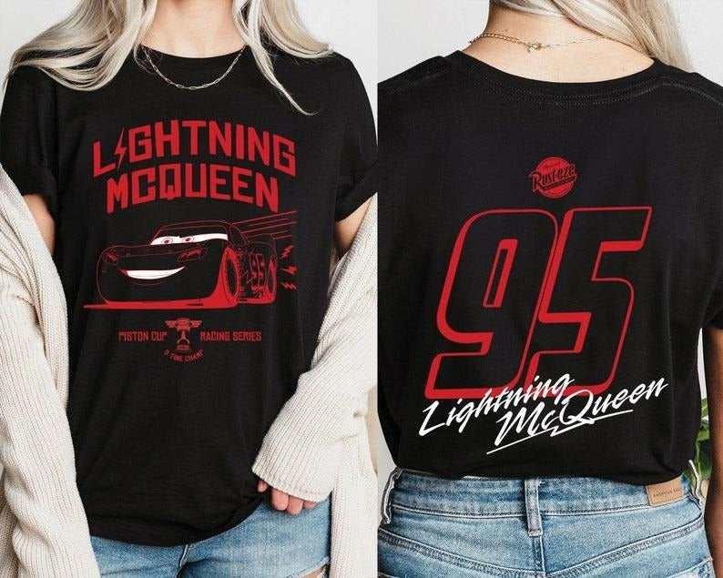 Retro Two Side Mc Que0n Cars Shirt Cars Movie Cars Movie Shirt Piston Cup Champion Shirt Cars Movie Number Shirt Casual Cottonstyle{N002}6 T-Shirts, Hoodie, Sweatshirt