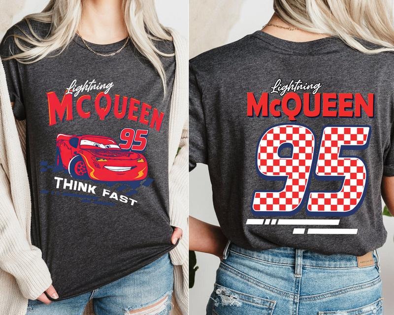 Retro Two Side McQueen Cars Shirt, Cars Movie T-Shirt, Lightning McQueen Shirt, Piston Cup Champion Shirt, Lightning...