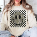 Retro Vintage Camo Bow Smile Hunting Sweatshirt, Coquette Bow Camo Design Shirt Hoodie | GrindPrints.com