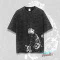 Retro Vintage Oversized T-Shirt, Streetwear Hip Hop Harajuku, Washed Tops, Doberman Dog Print Punk Rock Gothic Washed...
