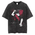 Retro Washed T-shirt Jujutsu Kaisen Fushiguro Megumi Fashion Short Sleeves Hoodie, Sweatshirt | GrindPrints.com