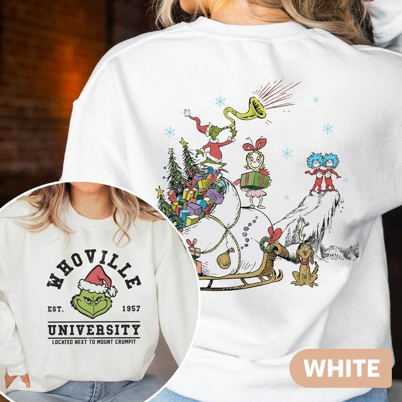 Retro Whoville University Whoville Grinch Grinchmas Christams Cotton Womenswear Cotton Womenswear T-Shirts, Hoodie, Sweatshirt