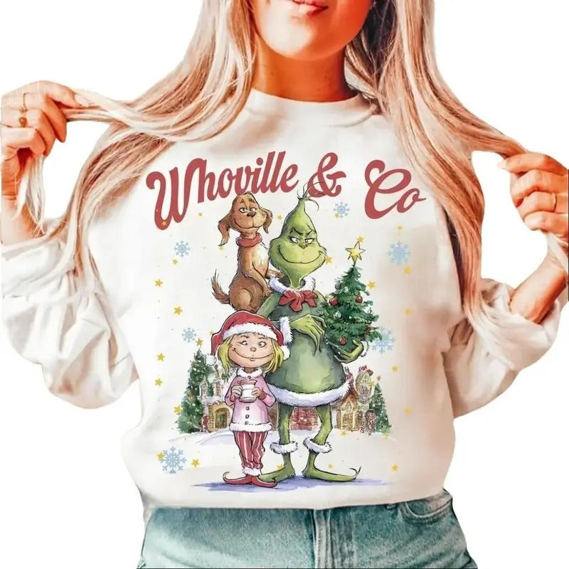 Retro Whovillleee Co Christmas Sweatshirt, Holiday Christmas Shirt, Christmas Characters Tee, Full Sizes, Full Colors Hoodie