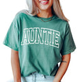 Retro auntie Comfort Colors Shirt, Aunt Shirt, New Aunt Gift, Pregnancy Announcement T-shirt, Gift for Aunt Collar Cotton...