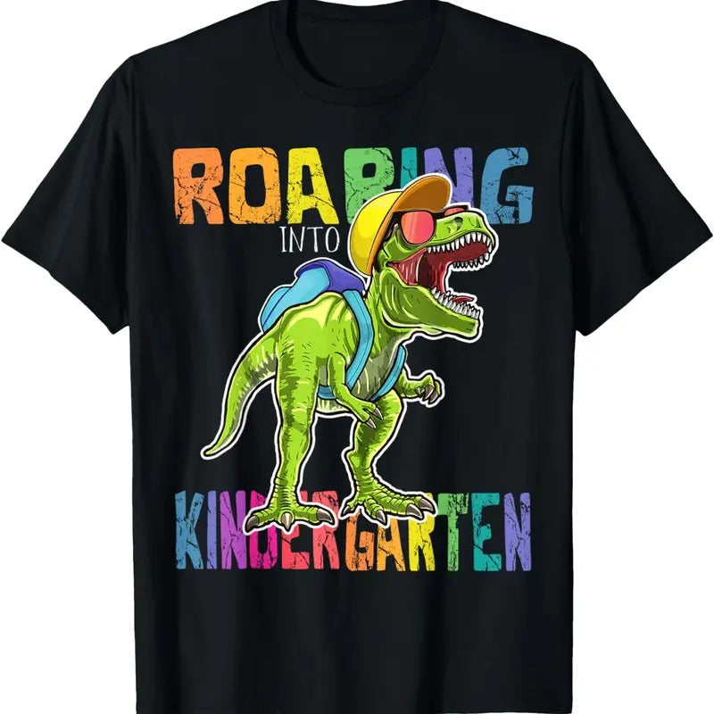 Roaring Kindergarten Dinosaur T-Rex Comfort Colors Boys Cotton T-Shirt Hoodie, Sweatshirt | GrindPrints.com