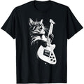 Rock Cat Playing Guitar - Funny Guitar Cat T-Shirt made in usa Hoodie, Sweatshirt | GrindPrints.com