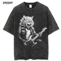 Rock Cat Playing Guitar Funny Guitar Cat Design Mens Womens T-Shirt, Cat Lovers, Rock Lovers Gift, Funny Gift Menswear...