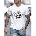 Rock Guitar Graphic Men's Short Sleeve T-shirt, Comfy Stretchy Trendy Tees For Summer, Casual Daily Style Fashion...
