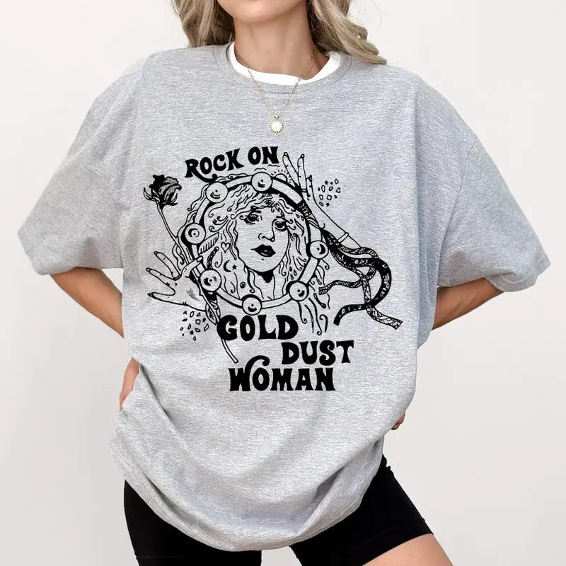 Rock On Gold Dust Woman Shirt Sweatshirt Hoodie, Stevie Nicks Shirt, Gift For Her | GrindPrints.com