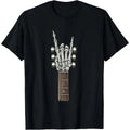 Rock On Guitar Neck Skeleton Hand Sign Rock & Roll Band Tees T-Shirt Made in USA Graphic Hoodie, Sweatshirt | GrindPrints.com