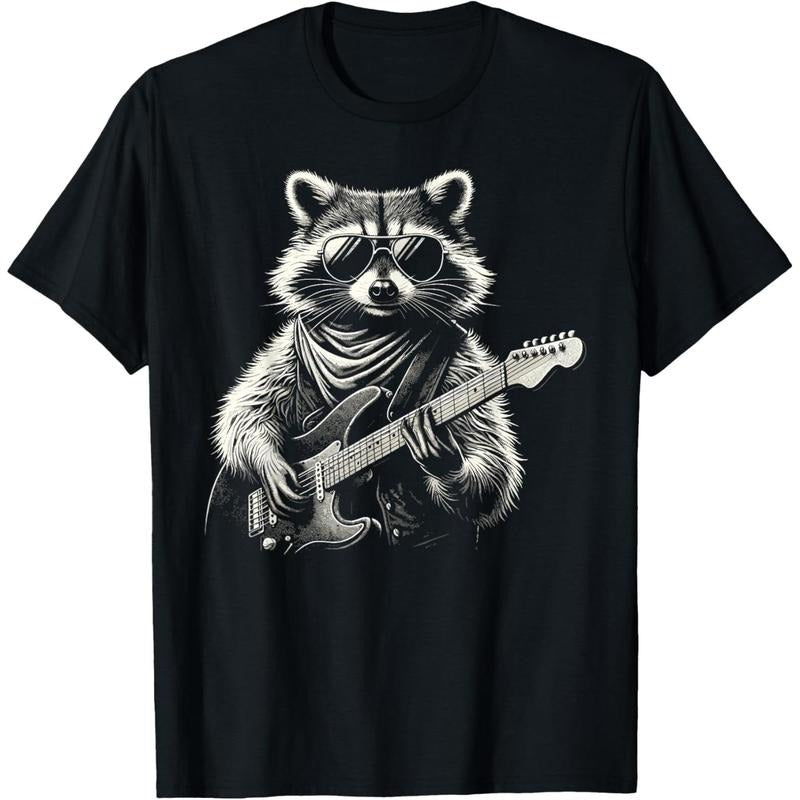 Rock On Raccoon Rock and Roll Vintage Guitarist Men Women T-Shirt made in us Hoodie, Sweatshirt | GrindPrints.com