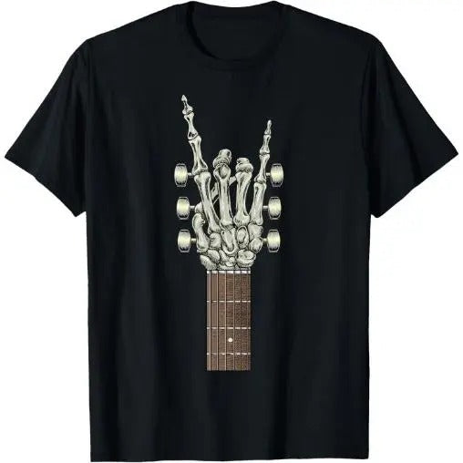 Rock On Skeleton Hand Guitar Rock & Roll Men Women Rock Band T-Shirt Made in USA Graphic Hoodie, Sweatshirt | GrindPrints.com