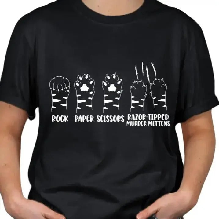 Rock Paper Scissors Funny Cat Casual Softstyle T-shirt Shortsleeve Streetwear women Hoodie, Sweatshirt | GrindPrints.com