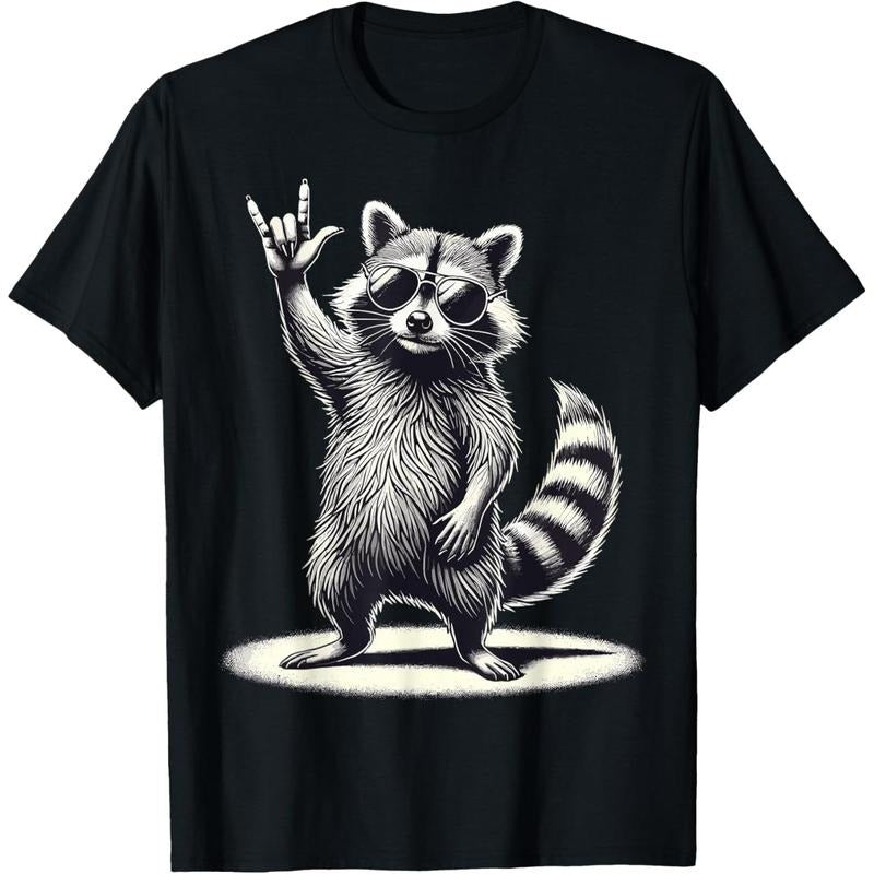 Rock and Roll Raccoon Music Raccoon T-Shirt made in us Hoodie, Sweatshirt | GrindPrints.com