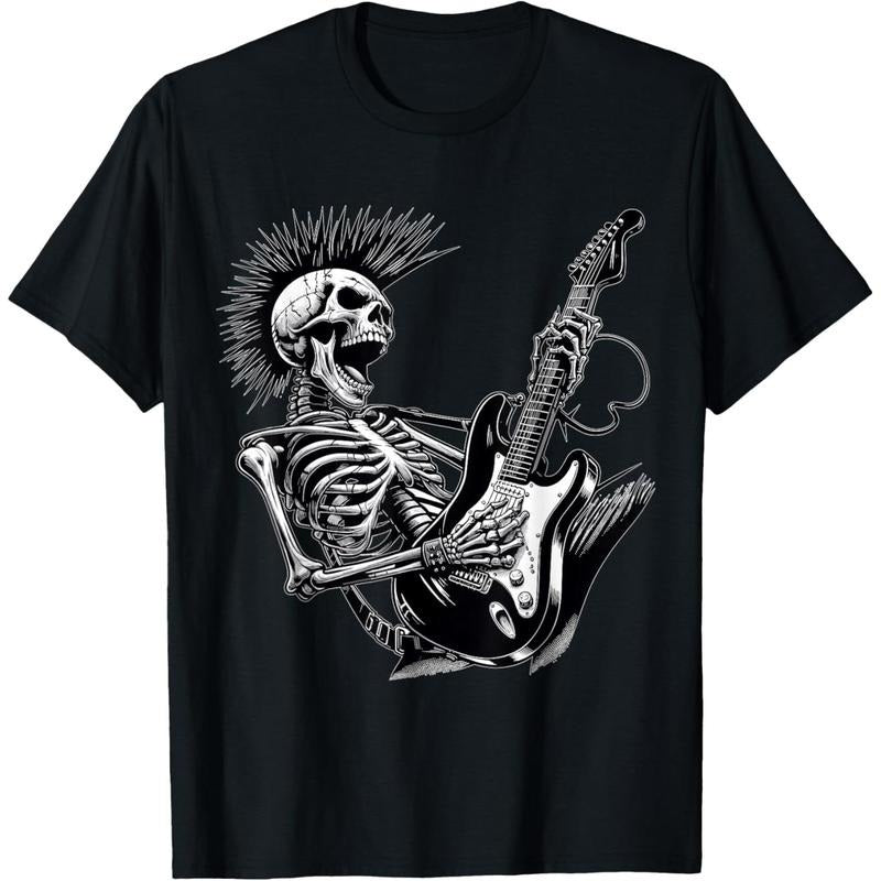 Rock and Roll Skeleton playing Guitar T-Shirt made in usa Hoodie, Sweatshirt | GrindPrints.com