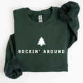 Rockin Around, Minimalist, Christmas, Winter, Santa, Xmas Sweatshirt, Women's Crew Neck, Crewneck T-Shirts, Hoodie