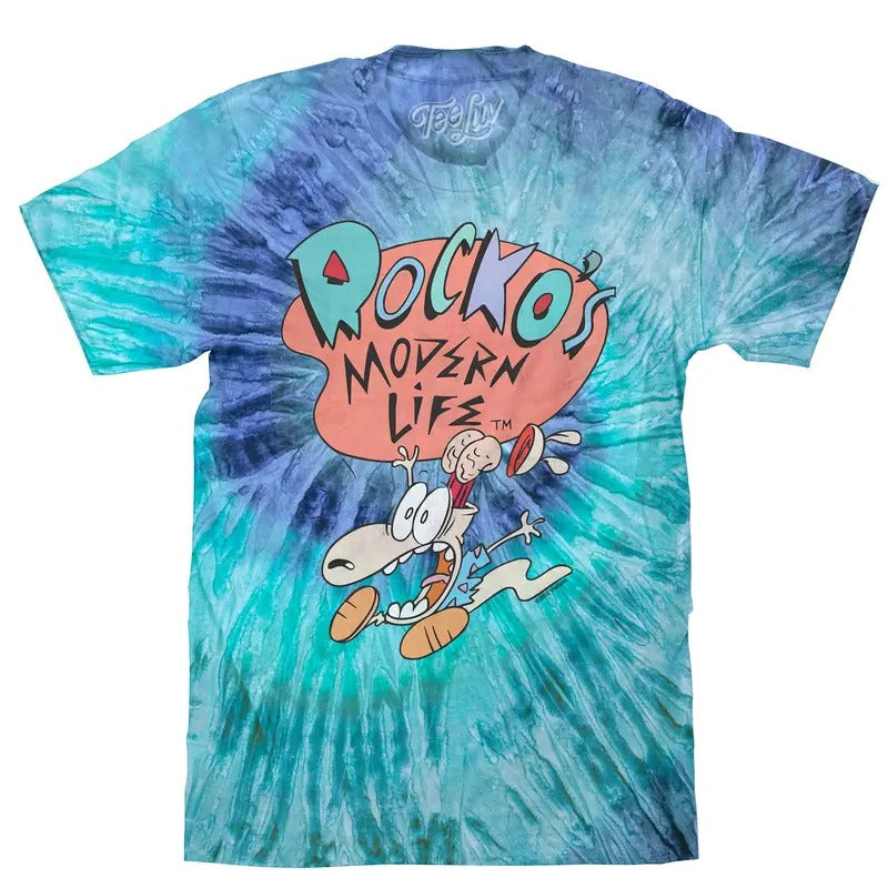 Rocko's Modern Life Tie Dye T-Shirt - Blue Jerry Tie Dye Hoodie, Sweatshirt | GrindPrints.com