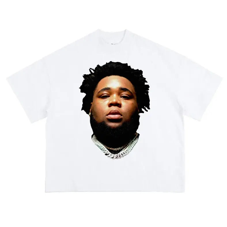 Rod Wave Big Face Rapper Face Graphic Tee Classic Cotton Top Hoodie, Sweatshirt | GrindPrints.com