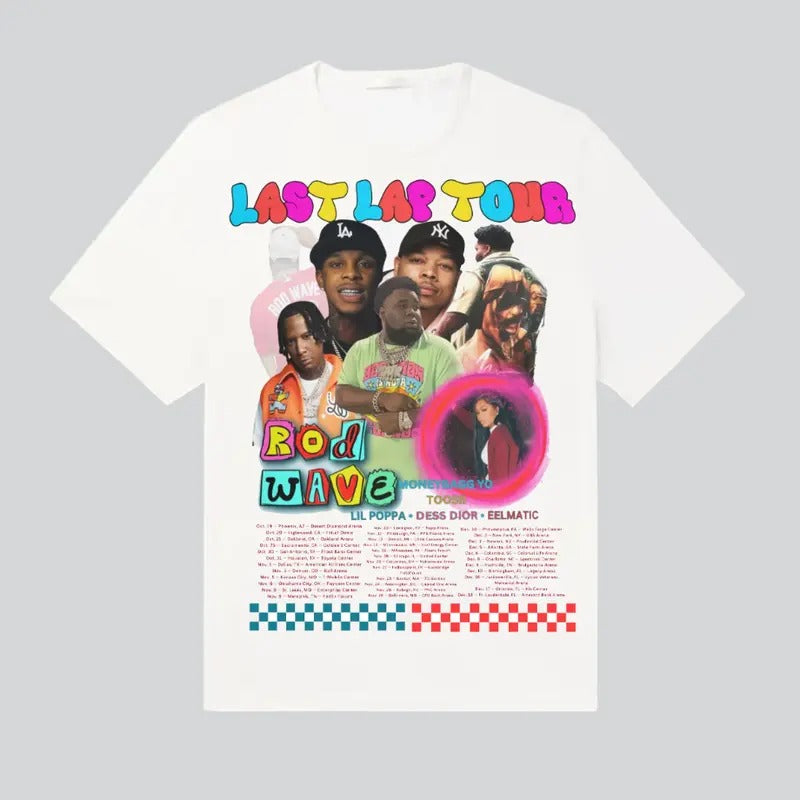 Rod Wave Last Lap Graphic Tour 2024 Rap Tee Shirt Big Face Money Bagg Poppa Toosiii Hoodie, Sweatshirt | GrindPrints.com
