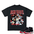 Rod Wave Last Lap Tour Match 11s Bred Velvet Sneakers Outfits, Graphic Tee Cotton T-shirt, Y2K Streetwear Fitted for Men...