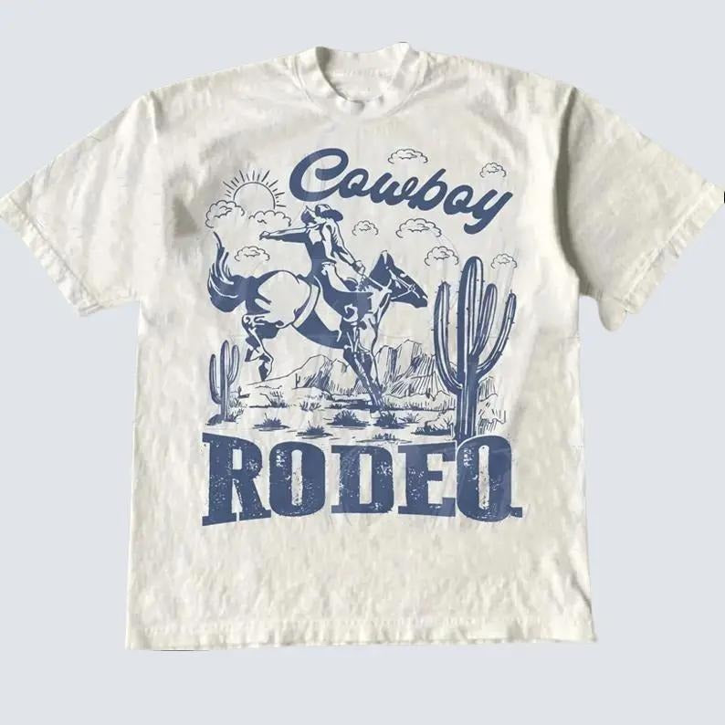 Rodeo 90s Graphic Cowboy T-Shirt, Retro Western 2000s Graphic Shirt, Vintage Cowboy Tee, Rodeo Adult Unisex Tee, Wild...