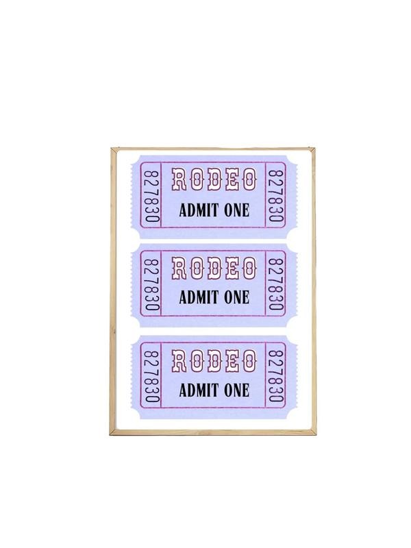 Rodeo Ticket Print, Trendy Art Retro Prints, Aesthetic Preppy Coastal Cowgirl Punchy Western Decor Wall Art, Admit One,...