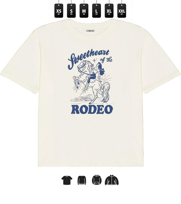 Rodeo, Sweetheart Of Rodeo  - Unisex Heavy Taped neck T-Shirt, Gifts Hoodie, Sweatshirt | GrindPrints.com