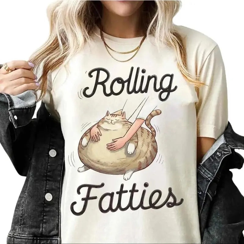 Rolling Fatties Cat TShirt, Funny Cat Graphic Shirt, Cat Lovers Gift, Unhinged Tshirt, Weed Lover, Gift For Women and Man...