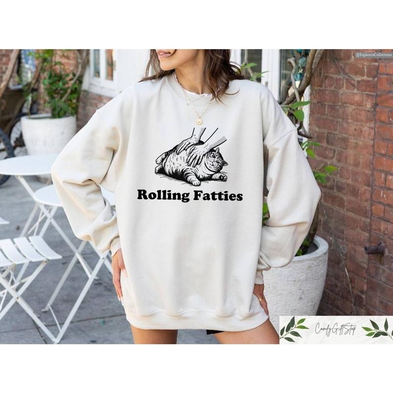 Rolling Fatties Fat Cat Cute Funny Cat Kitty Kitten Lovers Shirt Unhinged Global Trending Outfits T-Shirts, Hoodie, Sweatshirt