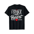 Romantic 'I Stole Her Heart' Couples T-Shirt - 100% Cotton, Short Sleeve, Crew Neck - Perfect for Valentine's Day &...