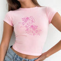 Romanticize Your Life Baby Tee, Baby Tee, Cute Bow Graphic T Cotton Fabric Hoodie, Sweatshirt | GrindPrints.com