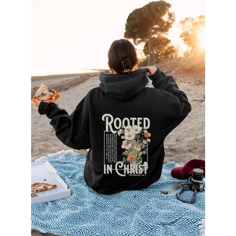 Rooted In Christ Hoodie Christian Sweatshirt Spiritual Sweatshirt Faith Based Shirt Christian Merch Christian Streetwear ...
