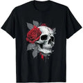 Rose Skeleton Skull Hand Red Flower Rose T-Shirt Made in USA Hoodie, Sweatshirt | GrindPrints.com