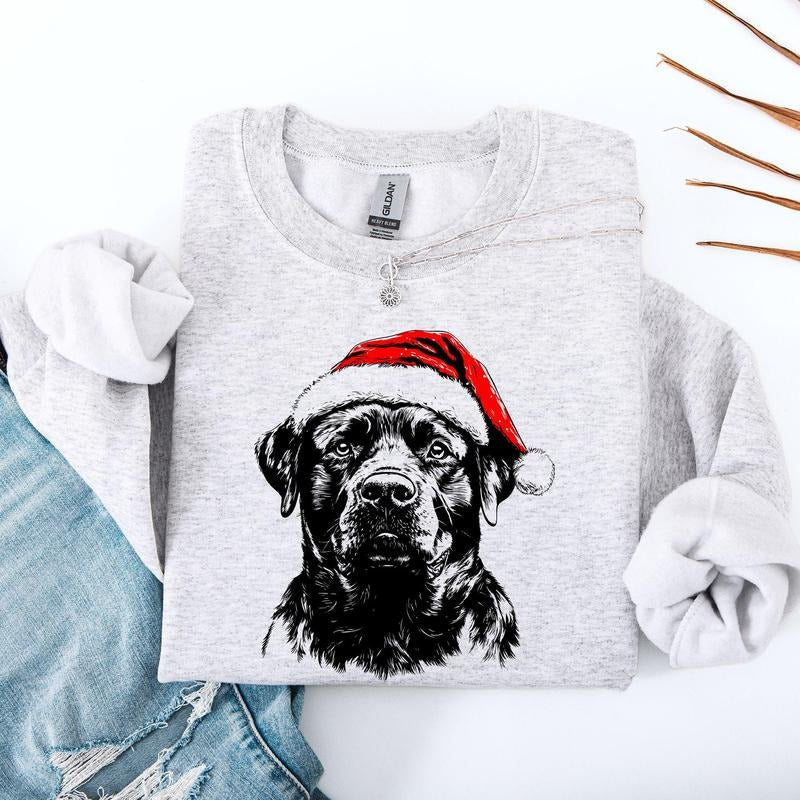 Rottweiler, Santa, Dog, Christmas, Dog Lover, Pet Sweatshirt, Crew Neck, Women's, Crewneck T-Shirts, Hoodie | GrindPrints.com