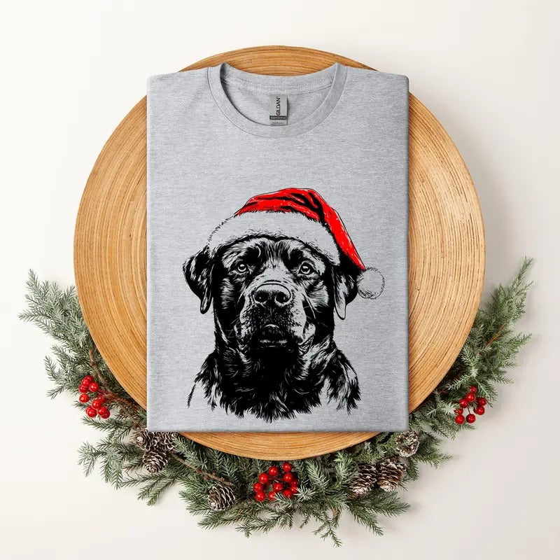 Rottweiler, Santa, Dog, Christmas, Dog Lover, Pet T-Shirt, Soft Style Tee, Women's Graphic Tshirt Hoodie, Sweatshirt
