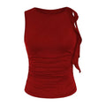 Ruched Knotted Tank Top Y2k Sleeveless Lettuce Trim Fitted Tops T-Shirts, Hoodie, Sweatshirt | GrindPrints.com