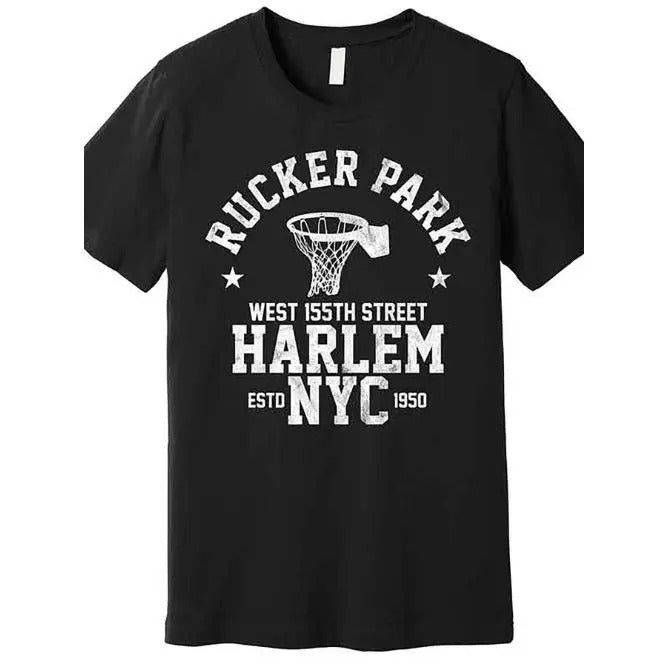 Rucker Park New York Street Basketball Premium Tee - Funny Graphic Print, Short Sleeve, Black Color, Men's Fashion...